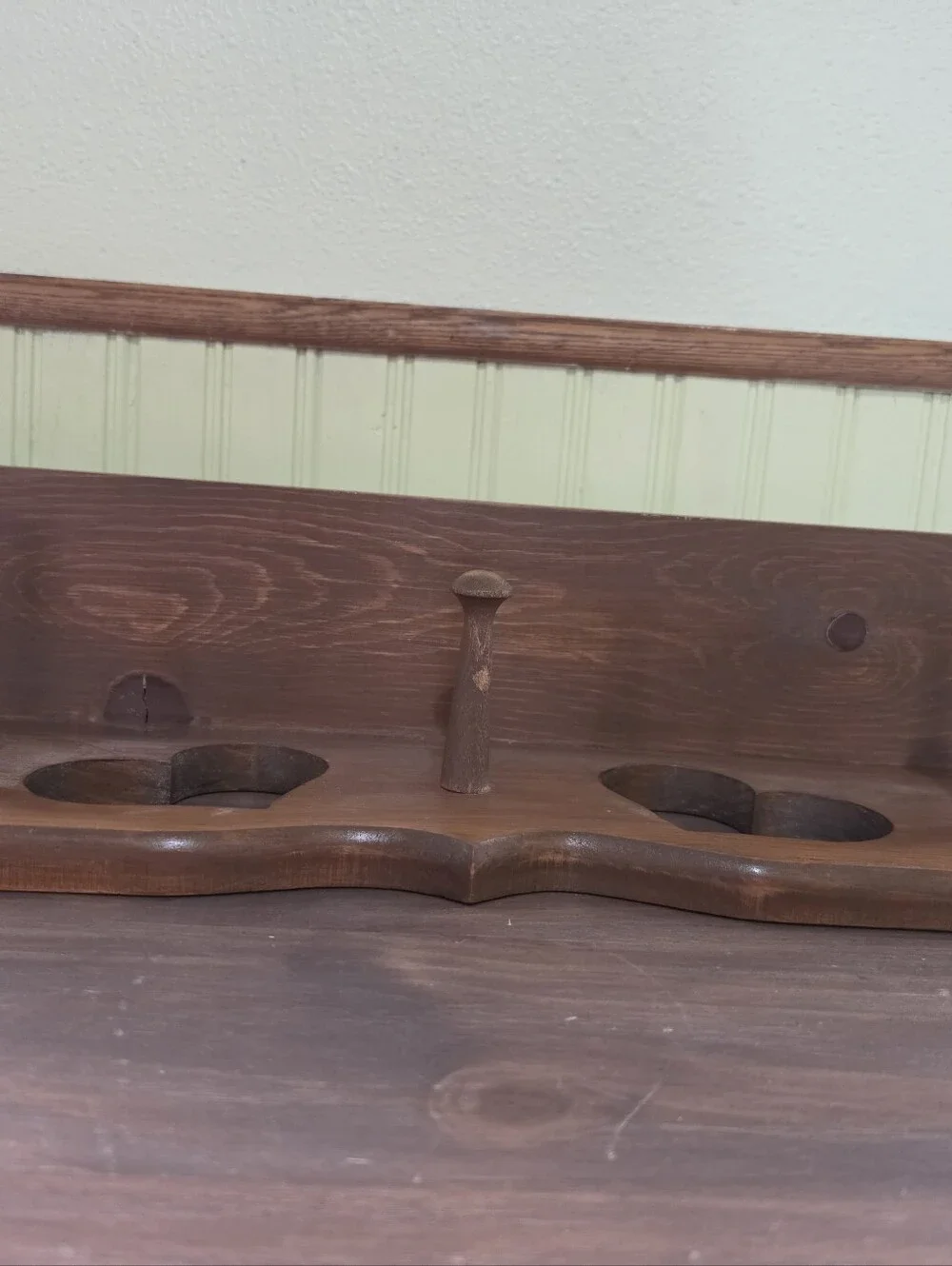 Vintage Wood Wall Shelf Heart Cutout 3 Pegs 21.5